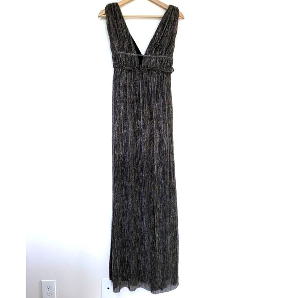 LULU'S Spotlight on You gold black long high slit sleeveless sexy maxi dress - Picture 2 of 11